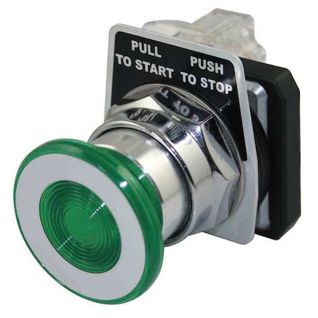 Dayton Push Button Operator, 30 mm, 1NO/1NC, Green 30G465