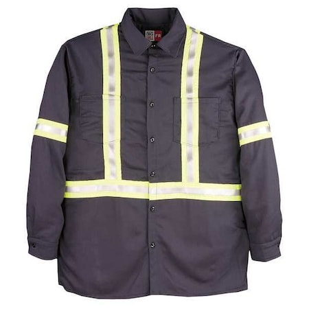 Big Bill Men's Flame-Resistant Collared Shirt, 8.7 cal/sq cm, L, 12% Nylon, 88% Cotton 235US7-LR-NAY