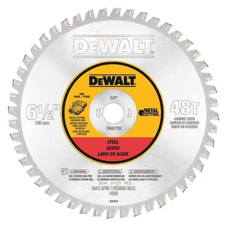 DEWALT 6 1/2" 48T Ferrous Metal Cutting 5/8" Arbor DWA7762