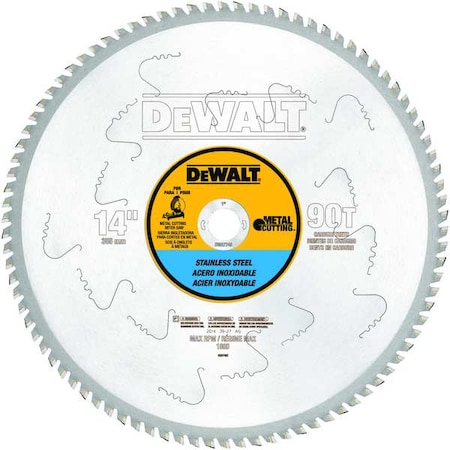 DEWALT 14" 90T Stainless Steel Metal Cutting 1" Arbor DWA7749