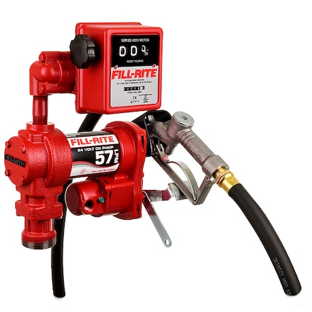 Fill-Rite Fuel Transfer Pump, 24V DC, 15 gpm Max. Flow Rate , 1/4 HP, Cast Iron, 1 in MNPT Inlet FR2411H