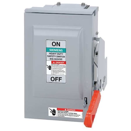 SIEMENS Fusible Solar Safety Disconnect Switch, 30 A, 600V AC/DC, 3 pole, NEMA 3R HF361RPVPG