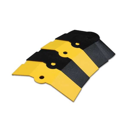 Ultratech Cable Protector Extension, 1-3/8 in H, 14-1/8 in L, 9-3/4 in W, 1 Channel, ABS, Black, Yellow 1831