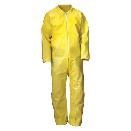 Condor Coverall, M, Yellow, Chem Basic, Zipper/Storm Flap 30LV15