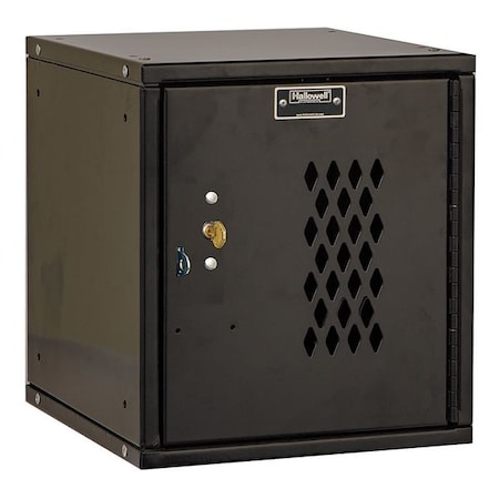 Hallowell Box Locker, 11 3/8 in W, 12 in D, 12 3/4 in H, (1) Tier, (1) Wide, Black HC121212-1DP-K-ME