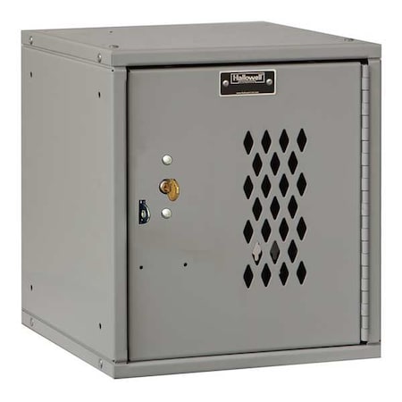 Hallowell Box Locker, 11 3/8 in W, 12 in D, 12 3/4 in H, (1) Tier, (1) Wide, Light Gray HC121212-1DP-K-PL