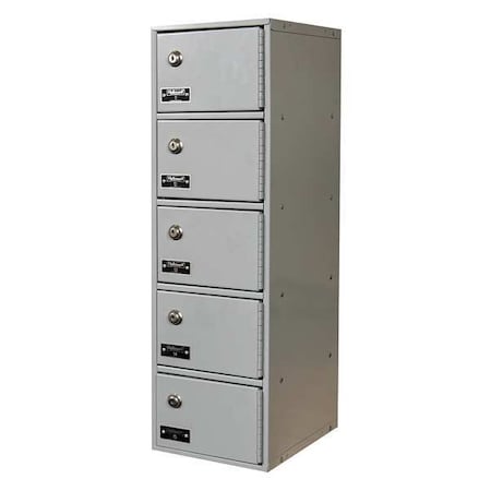 Hallowell Cell Phone Locker, 9 in W, 12 in D, 30 1/2 in H, (1) Wide, (5) Tier, Light Gray UCTL192(30)-5A-K-PL