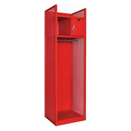 Hallowell Gear Locker, 24 3/4 in W, 22 in D, 84 in H, (1) Tier, (1) Wide, Red TGBN42(84)-1C-G-RR-HT