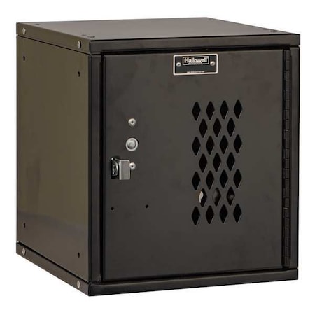 Hallowell Box Locker, 11 3/8 in W, 12 in D, 12 3/4 in H, (1) Tier, (1) Wide, Black HC121212-1DP-ME
