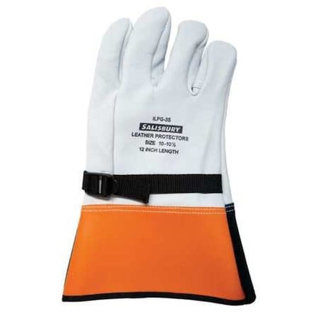 Salisbury Electrical-Insulating Glove Protectors, Goatskin, 12" Length, White, Size 9 ILPG3S/9