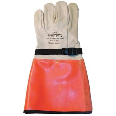Salisbury Electrical-Insulating Glove Protectors, Cowhide, 15" Length, White/Orange, Size 11 ILP6S/11