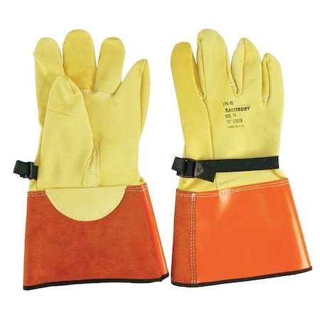 Salisbury Electrical-Insulating Glove Protectors, Goatskin, 13" Length, Yellow/Orange, Size 9 LPG4S/9