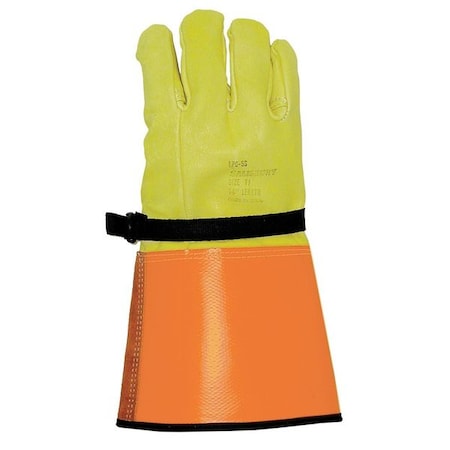Salisbury Electrical-Insulating Glove Protectors, Goatskin, 14" Length, Yellow/Orange, Size 9-1/2 LPG5S/9H