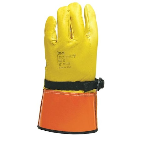 Salisbury Electrical-Insulating Glove Protectors, Goatskin, 12" Length, Yellow/Orange, Size 9-1/2 LPG3S/9H