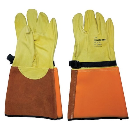 Salisbury Electrical-Insulating Glove Protectors, Cowhide, 15" Length, Yellow/Orange, Size 9 LP6S/9