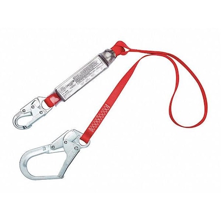 3M Protecta PRO(TM) Pack Shock Absorbing Lanyard, 6 ft. Length, Snap Hook, Steel, 1 Leg(s) 1340125