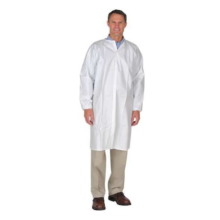 International Enviroguard Disposable Frock, Microporous Fabric, Snaps Closure, White, 2XL, 50 PK CE8046CI-2XL