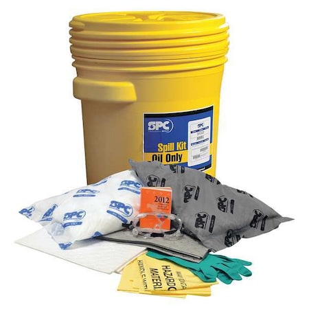 Brady Spill Kit, 15 gal Volume Absorbed per Kit, 20 gal Capacity, Drum, Yellow SKMA-20
