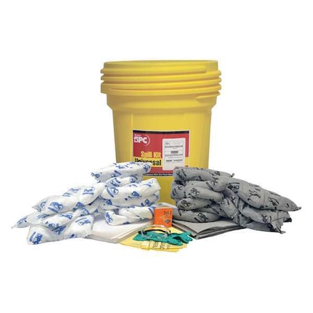 Brady Spill Kit, 30 gal Volume Absorbed per Kit, 30 gal Capacity, Drum, Yellow SKMA-30