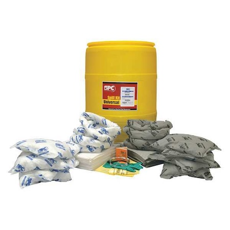Brady Spill Kit, 55 gal Volume Absorbed per Kit, 55 gal Capacity, Drum, Yellow SKMA-55