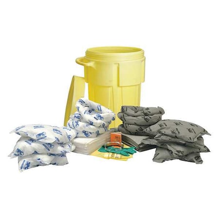 Brady Spill Kit, 55 gal Volume Absorbed per Kit, 55 gal Capacity, Drum, Yellow SKMA-55W