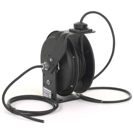 Kh Industries Cord Reel With Hand Lamp, Spring Retracted, Flying Lead, 12 AWG, Black Reel Color, 25 ft Length RTBB3LB-WW-J12F