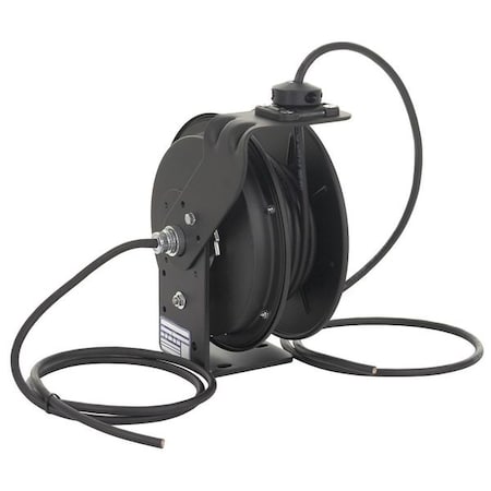 Kh Industries Cord Reel With Hand Lamp, Spring Retracted, Flying Lead, 12 AWG, Black Reel Color, 50 ft Length RTBB3LB-WW-J12K