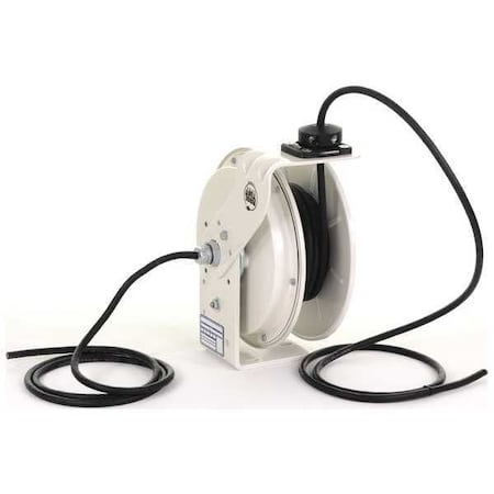 Kh Industries Cord Reel With Hand Lamp, Spring Retracted, Flying Lead, 12 AWG, White Reel Color, 50 ft Length RTBB3LW-WW-J12K