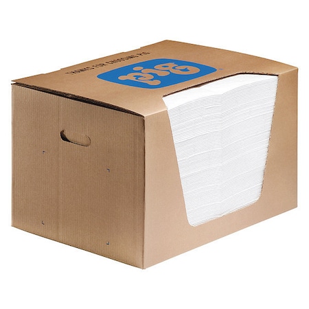 Pig Sorbent Pad, 22 gal, 15 in x 20 in, Oil, White, Polypropylene MAT440