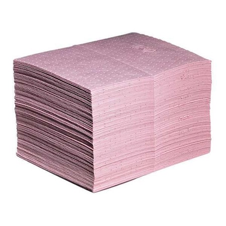 Pig Sorbent Pad, 22 gal, 15 in x 20 in, Universal, Pink, Polypropylene MAT301