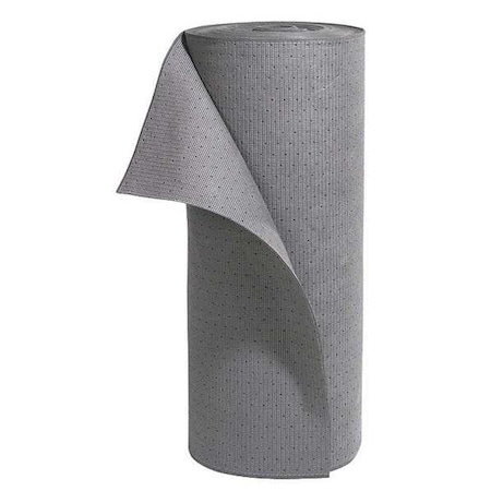 Pig Sorbent Roll, 23 gal, 33 in x 150 ft, Universal, Gray, Polyester, Polypropylene MAT234