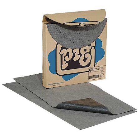 Pig Sorbent Pad, 6 gal, 23 in x 48 in, Universal, Gray, Polypropylene TLS666