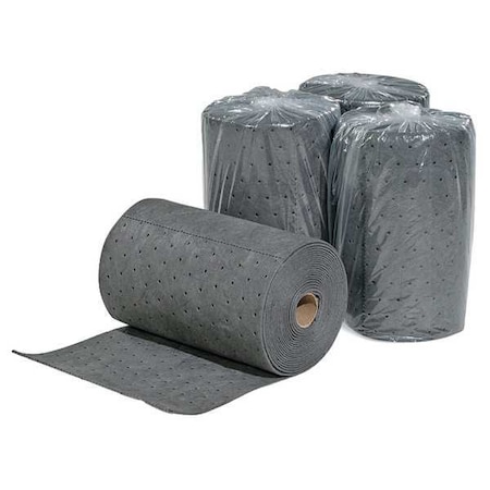 Pig Sorbent Roll, 7 gal, 10 in x 25 ft, Universal, Gray, 4 PK MAT193