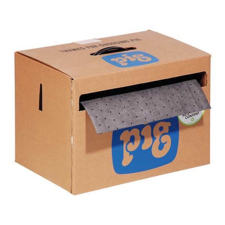 Pig Sorbent Roll, 9 gal, 15 in x 150 ft, Universal, Gray, Polypropylene MAT141
