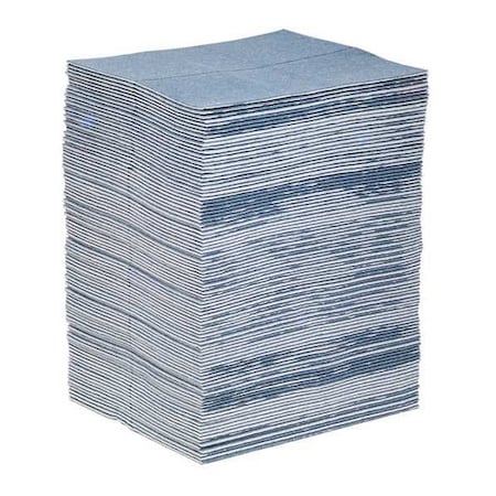 Pig Sorbent Pad, 34 gal, 15 in x 19 in, Universal, Blue, 100 PK BLU101