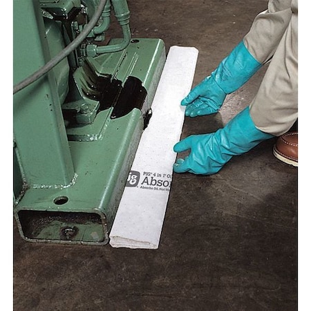 Pig Sorbent Roll, 9 gal, 16 in x 80 ft, Oil, White, Polypropylene MAT484