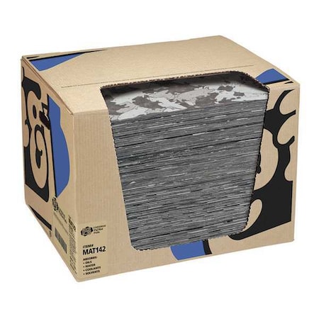 Pig Sorbent Pad, 26 gal, 16 in x 20 in, Universal, Gray, Polypropylene MAT142