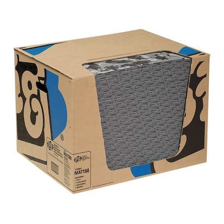 Pig Sorbent Pad, 26 gal, 16 in x 20 in, Universal, Gray, Polypropylene MAT188