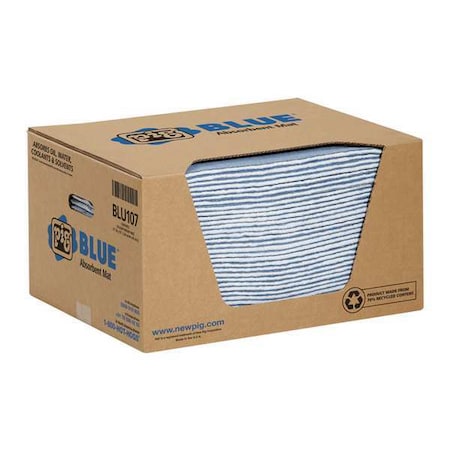Pig Sorbent Pad, 12 gal, 15 in x 19 in, Universal, Blue, 50 PK BLU107