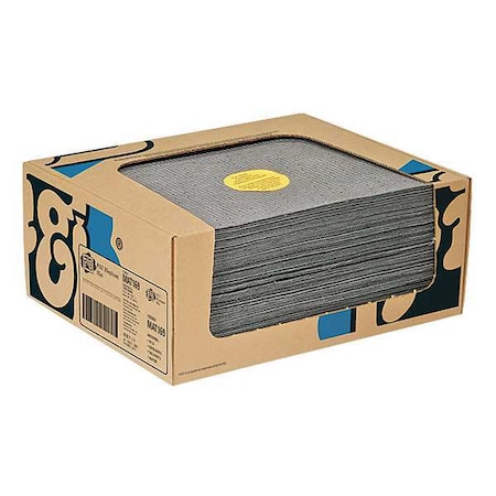 Pig Sorbent Pad, 12 gal, 16 1/2 in x 20 in, Universal, Gray, 100 PK MAT169