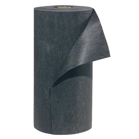 Pig Sorbent Pad, 39 gal, 3 ft x 300 ft, Universal, Black, Polypropylene MAT218