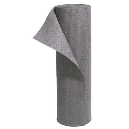 Pig Sorbent Roll, 11 gal, 33 in x 75 ft, Universal, Gray, Polyester, Polypropylene MAT256