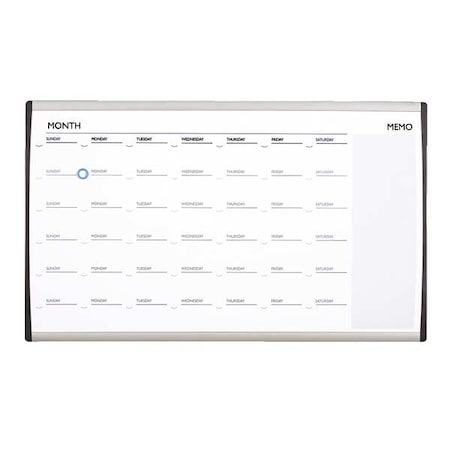 Quartet Calendar Planning Board, Steel, 18 in, 30 in, Aluminum/Plastic Frame, White, Gloss ARCCP3018