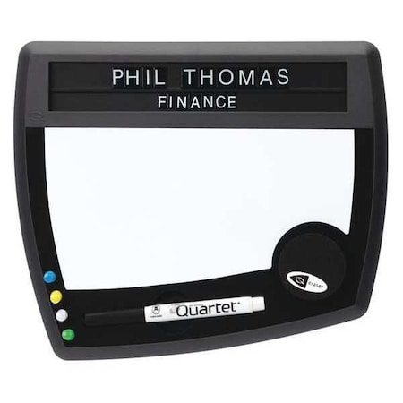 Quartet 10 1/2 x 9 Tack & Write Nameplate, Dry-Erase, Black/White 25035
