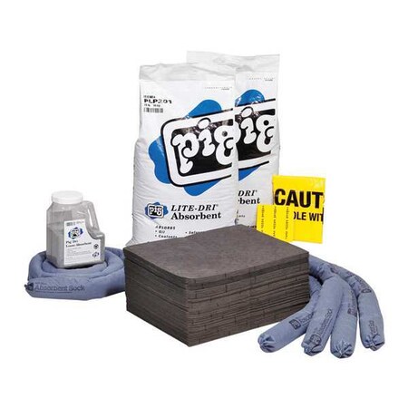 Pig Spill Kit Refill, 37 gal Volume Absorbed per Kit, Not Applicable Capacity, Box, Blue/Gray, 91 RFL259