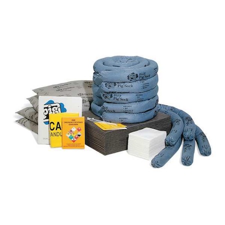 Pig Spill Kit Refill, 30 gal Volume Absorbed per Kit, Not Applicable Capacity, Box, Blue/Gray, 122 RFL272