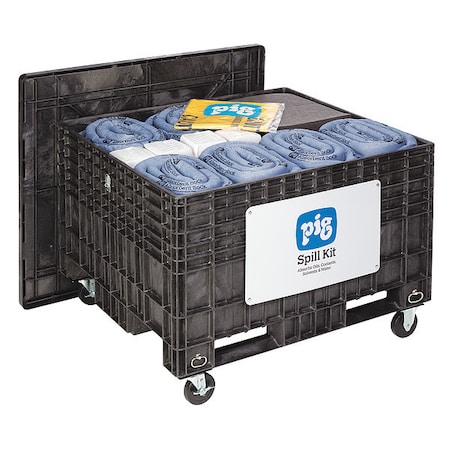 Pig Spill Kit, 143 gal Volume Absorbed per Kit, Not Applicable Capacity, Chest, Black, 501 KIT204