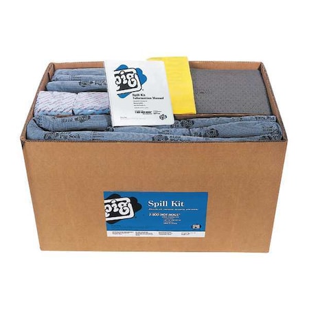 Pig Spill Kit Refill, 76 gal Volume Absorbed per Kit, Not Applicable Capacity, Box, Blue/Gray, 167 KITR203