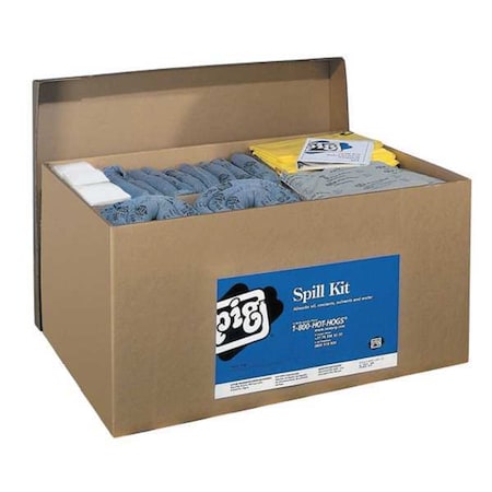 Pig Spill Kit Refill, 143 gal Volume Absorbed per Kit, Not Applicable Capacity, Box, Blue/Gray, 501 KITR204