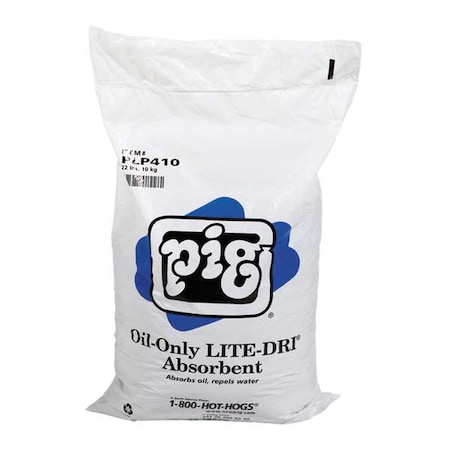 Pig Granular Sorbent, 8 gal Absorbed per Package, 22 lb Bag, Hydrophobic Cellulose, Not Scented, Tan PLP410